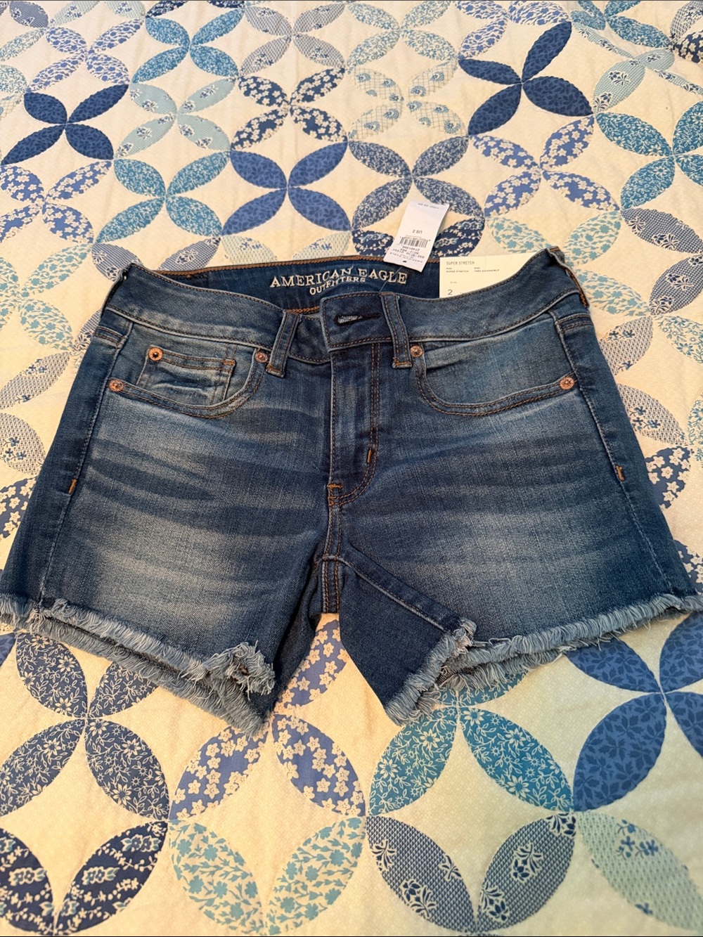 American Eagle Outfitters Blue Distressed Denim Cutoff Shorts